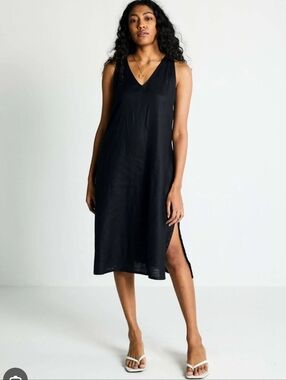 Reistor The Hemp Noir Black Sleeveless Shift Dress Sz Small